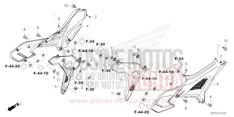 COUVERCLE LATERAL de NC750X "Méca" MAT BALLISTIC BLACK METALLIC (NHA86) de 2023